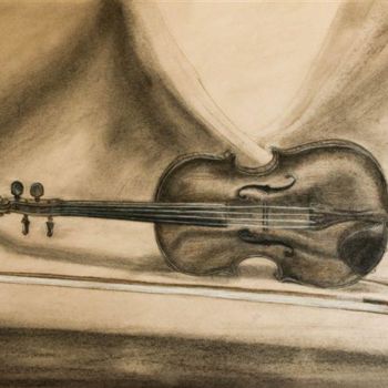 Peinture intitulée "Le violon de Pierre…" par Diane Plasse, Œuvre d'art originale