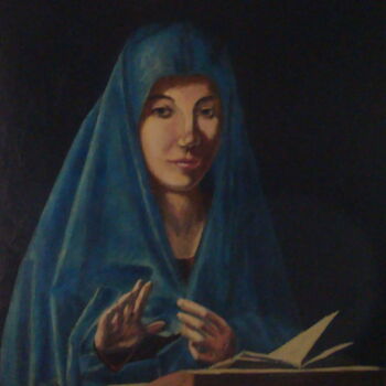 Painting titled "madone au lutrin" by Bob Du Sud, Original Artwork, Oil