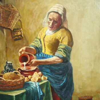 Pintura intitulada "la laitière" por Bob Du Sud, Obras de arte originais, Óleo