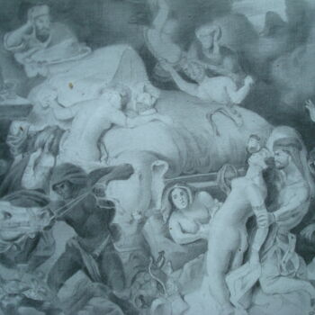Рисунок под названием "la mort de sardanap…" - Bob Du Sud, Подлинное произведение искусства, Карандаш