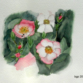 Pittura intitolato "Quelques roses" da Bernadette Grelier, Opera d'arte originale, Acquarello