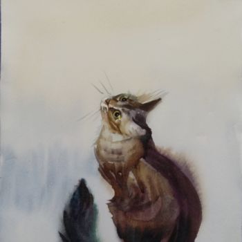 Malarstwo zatytułowany „Охота на мотылька” autorstwa Galya Platonova, Oryginalna praca, Akwarela