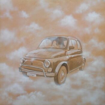 Painting titled "FIAT 500" by Plauso Nivo Battistini, Original Artwork, Oil