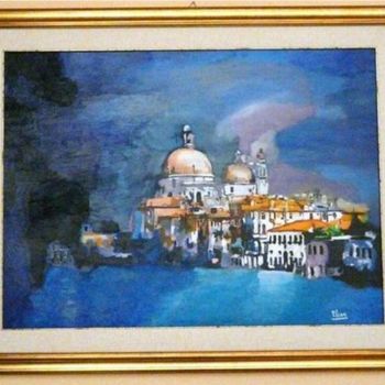 Peinture intitulée "Venezia di notte" par Plean, Œuvre d'art originale, Huile