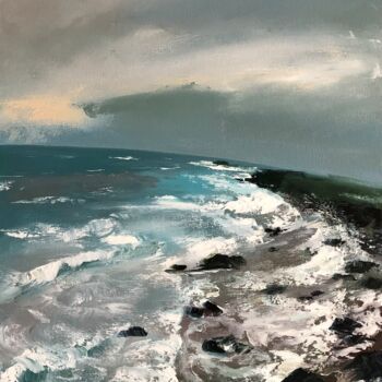 Malarstwo zatytułowany „Freedom oil seascap…” autorstwa Полина Куприянова, Oryginalna praca, Olej Zamontowany na Drewniana r…