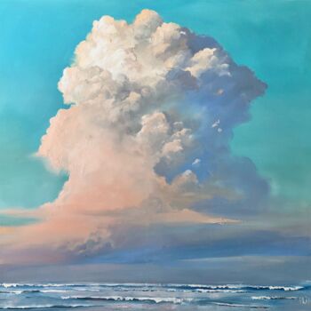 Malerei mit dem Titel "Sunset cloud origin…" von Polina Kupriianova, Original-Kunstwerk, Öl Auf Keilrahmen aus Holz montiert