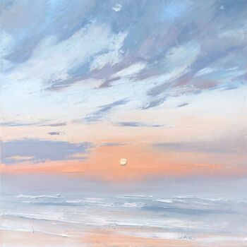 Painting titled "Sunset sky II" by Polina Kupriianova, Original Artwork, Oil Mounted on Wood Stretcher frame