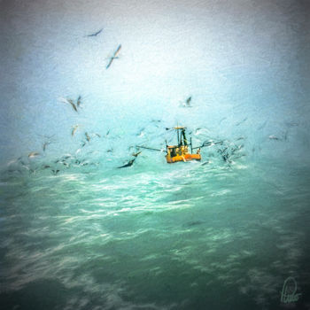 Fotografie getiteld "Shrimp Fishing near…" door Plinio Carvajal, Origineel Kunstwerk, Gemanipuleerde fotografie