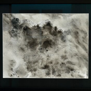 Painting titled "sans titre 3 *verre…" by Fabrice Plisson, Original Artwork, Ink Mounted on Wood Stretcher frame