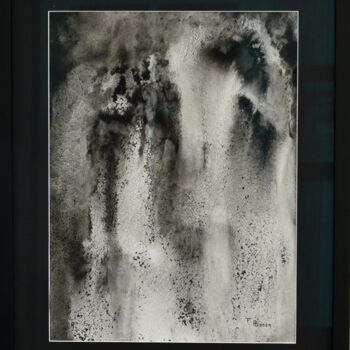 Painting titled "sans titre 4 *verre…" by Fabrice Plisson, Original Artwork, Ink Mounted on Wood Stretcher frame
