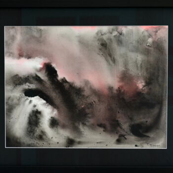 Painting titled "sans titre 7 *verre…" by Fabrice Plisson, Original Artwork, Ink Mounted on Wood Stretcher frame