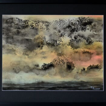Painting titled "sans titre 17 * ver…" by Fabrice Plisson, Original Artwork, Watercolor Mounted on Wood Stretcher frame