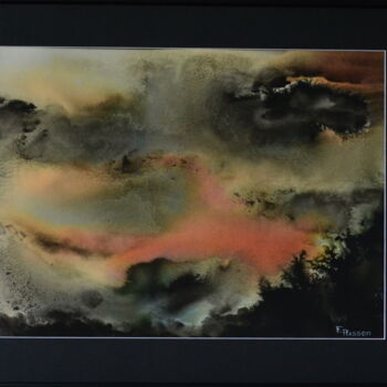 Painting titled "sans titre 18 * ver…" by Fabrice Plisson, Original Artwork, Watercolor Mounted on Wood Stretcher frame