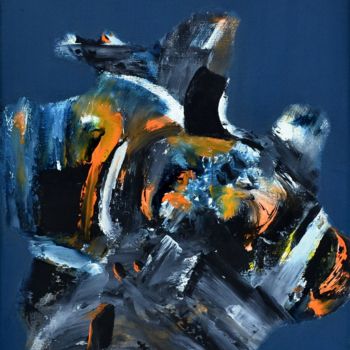 Painting titled "abstraction figurat…" by Fabrice Plisson, Original Artwork, Oil Mounted on Wood Stretcher frame