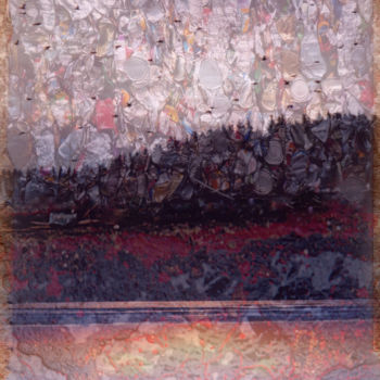 Painting titled "sunset-birds-trash.…" by Rob Jackson, Original Artwork