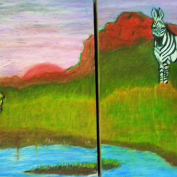Malerei mit dem Titel "leapord-and-zebra.j…" von Rob Jackson, Original-Kunstwerk