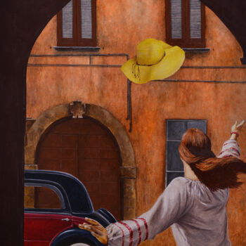Peinture intitulée "Chapeau jaune" par Plumerand Frédéric, Œuvre d'art originale, Huile