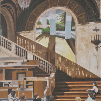 Peinture intitulée ""Hall d'Hôtel"" par Plumerand Frédéric, Œuvre d'art originale, Huile