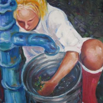 Malarstwo zatytułowany „La fontaine bleue” autorstwa Pasqualine Marengo, Oryginalna praca