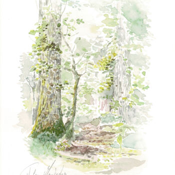 Painting titled "Beuvry-la-forêt For…" by Philippe Martoglio, Original Artwork, Watercolor
