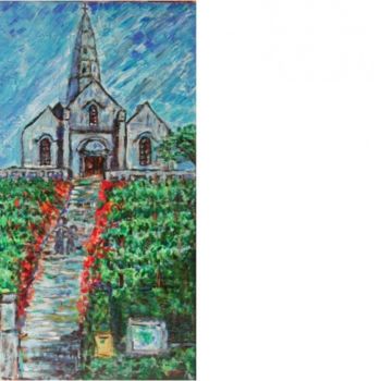 Pintura intitulada "Eglise de Sartrouvi…" por Moussupm, Obras de arte originais, Óleo