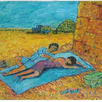 Painting titled "La sieste" by Moussupm, Original Artwork