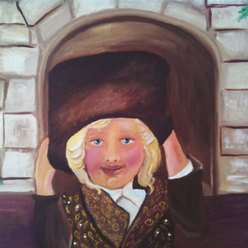Peinture intitulée "jeune hassid au Kot…" par Pnina Libman, Œuvre d'art originale