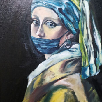 Painting titled "modern girl with a…" by Prosto Nastasya, Original Artwork, Oil