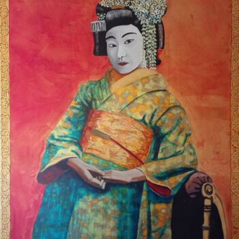 Pittura intitolato "Geisha 1.0" da Poc_a_poc_ibiza, Opera d'arte originale, Olio