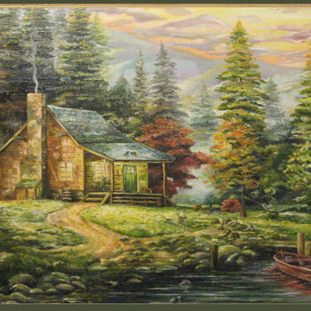 Painting titled "Пейзаж" by Helen Arts, Original Artwork, Oil