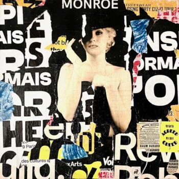 Collages titled "Monroe" by Podkol, Original Artwork, Collages Mounted on Wood Stretcher frame
