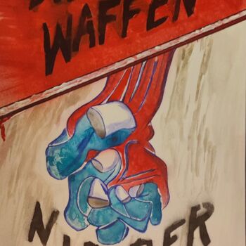 Schilderij getiteld "Die Waffen Nieder" door Poeta Immortalis, Origineel Kunstwerk, Acryl