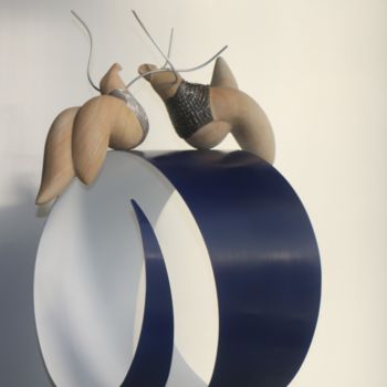 Scultura intitolato "Sur la vague" da Didier Poisson, Opera d'arte originale, Acciaio inossidabile