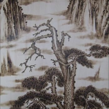 Картина под названием "wood pokerworker木板烙画" - Yan Yusu, Подлинное произведение искусства, Масло