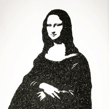 Коллажи под названием "Mona Lisa Carbon" - Pol Attard, Подлинное произведение искусства, Коллажи Установлен на Деревянная ра…