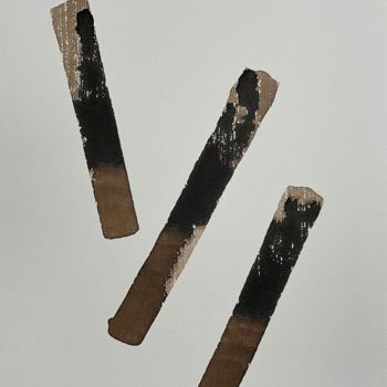 Malerei mit dem Titel "bâtons" von Pol Attard, Original-Kunstwerk, Öl Auf Keilrahmen aus Holz montiert
