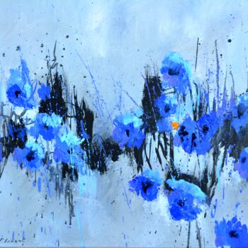 Schilderij getiteld "Vanishing poppies" door Pol Ledent, Origineel Kunstwerk, Olie Gemonteerd op Frame voor houten brancard