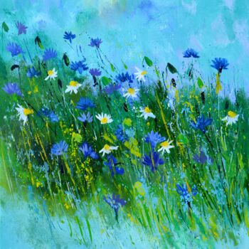 Malarstwo zatytułowany „Summer flowers 5623” autorstwa Pol Ledent, Oryginalna praca, Olej Zamontowany na Drewniana rama noszy