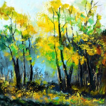 Malarstwo zatytułowany „Autumn in the wood…” autorstwa Pol Ledent, Oryginalna praca, Olej Zamontowany na Drewniana rama noszy