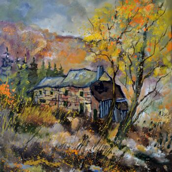 Картина под названием "Forgotten houses" - Pol Ledent, Подлинное произведение искусства, Масло Установлен на Деревянная рама…
