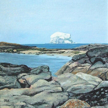Painting titled "Bass Rock seen from…" by Pola.B.Alex, Original Artwork, Oil