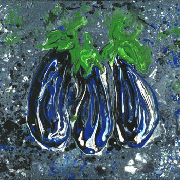 Pittura intitolato "Eggplants Blues" da Polie Polienko, Opera d'arte originale, Acrilico