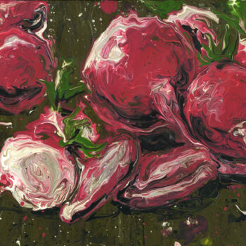 Картина под названием "Pink Radishes Expre…" - Polie Polienko, Подлинное произведение искусства, Акрил