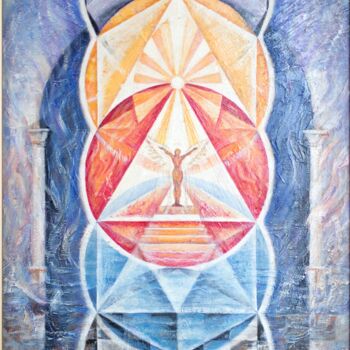 Painting titled "Sacred geometry  -…" by Polina Gerdjikova (POLINA), Original Artwork, Oil Mounted on Wood Stretcher frame