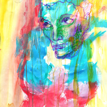 Pintura intitulada "Female face appeari…" por Polina Givago, Obras de arte originais, Acrílico