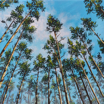 Painting titled "Meet me in the woods" by Polina Guseva, Original Artwork, Acrylic Mounted on Wood Stretcher frame