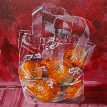Painting titled "Citrus pack" by Polina Guseva, Original Artwork, Acrylic Mounted on Wood Stretcher frame