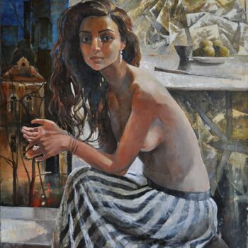 Painting titled "Нож" by Polina Kuznetsova, Original Artwork, Oil