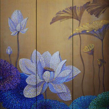 Painting titled "lotus" by Polina Ogiy, Original Artwork, Oil
