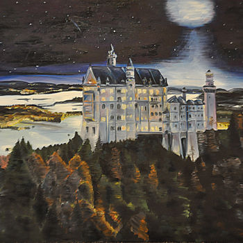 Schilderij getiteld "The Castle at Winte…" door Polina Polienkova, Origineel Kunstwerk, Olie